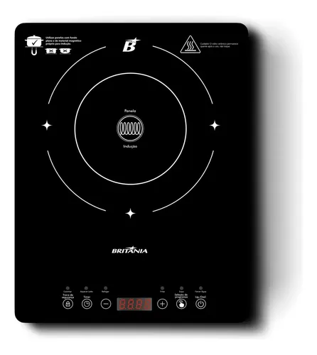 Cooktop Indução Elétrico Britânia 1 Boca Painel Touch 220v